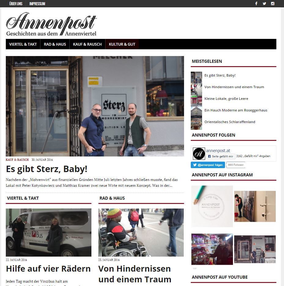 "Annenpost.at" is a hyper-local community blog.