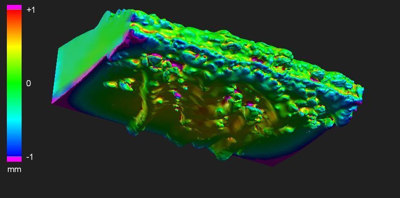 Scans of the ice surface on a wing segment are made in the small icing wind tunnel at FH JOANNEUM. 