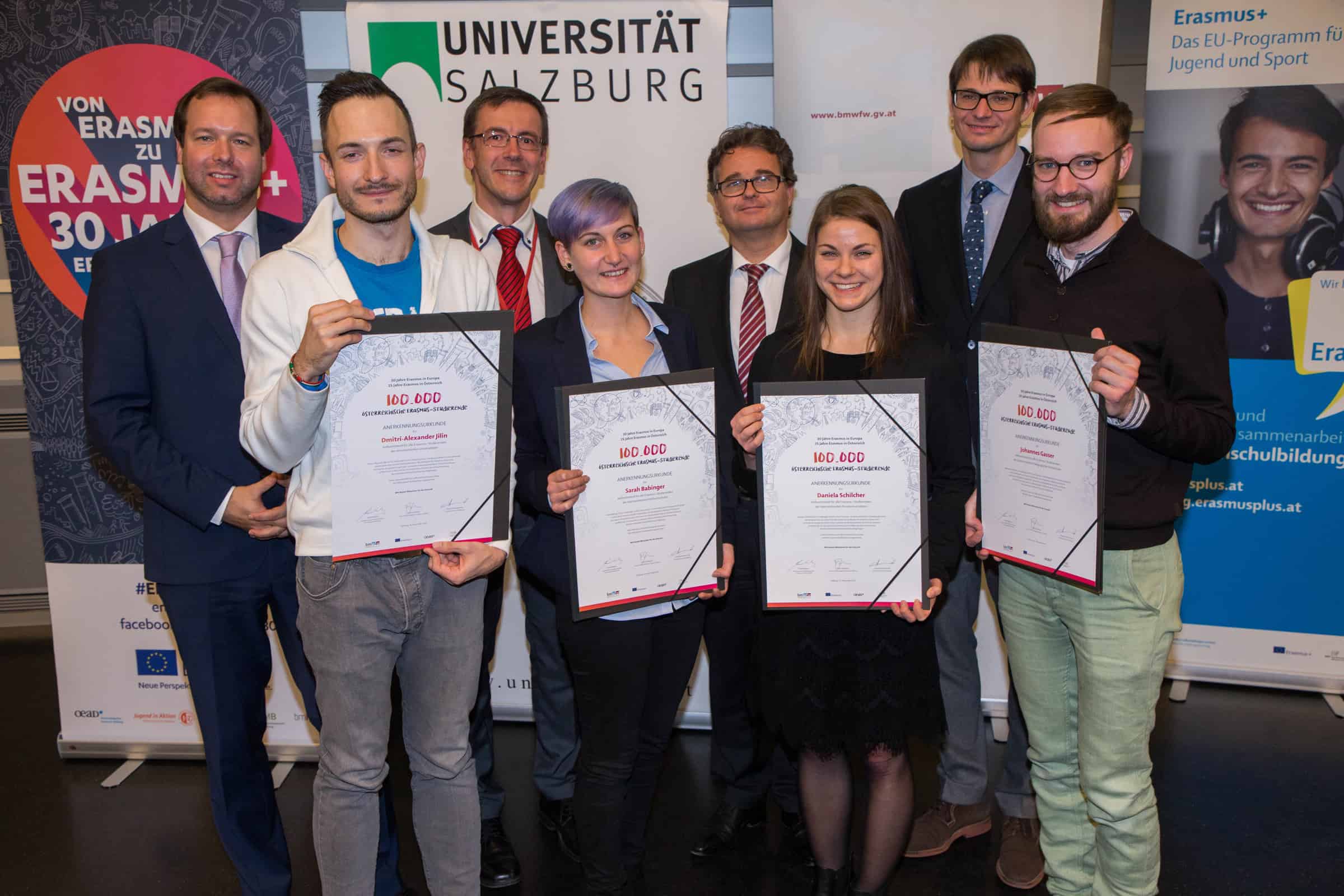 Porträtfoto mit Stefan Zotti, Dmitri-Alexander Jilin, Gerhard Volz, Sarah Babinger, Heribert Wulz, Daniela Schilcher, Ernst Gesslbauer und Johannes Gasser.