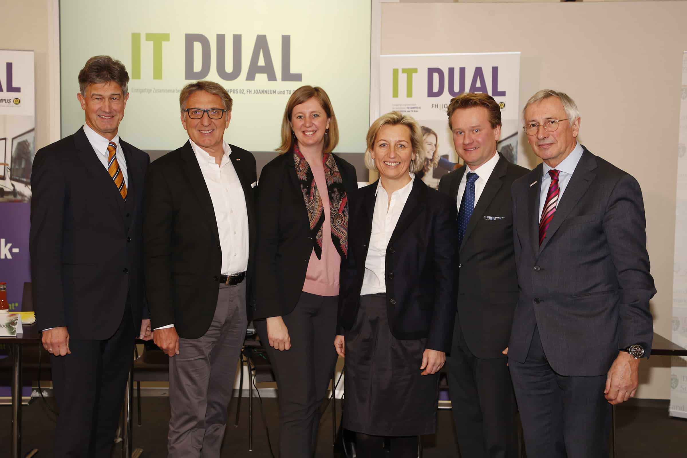 Harald Kainz, Josef Herk, Barbara Eibinger-Miedl, Kristina Edlinger-Ploder, Georg Knill und Karl Peter Pfeiffer bei der Pressekonferenz.