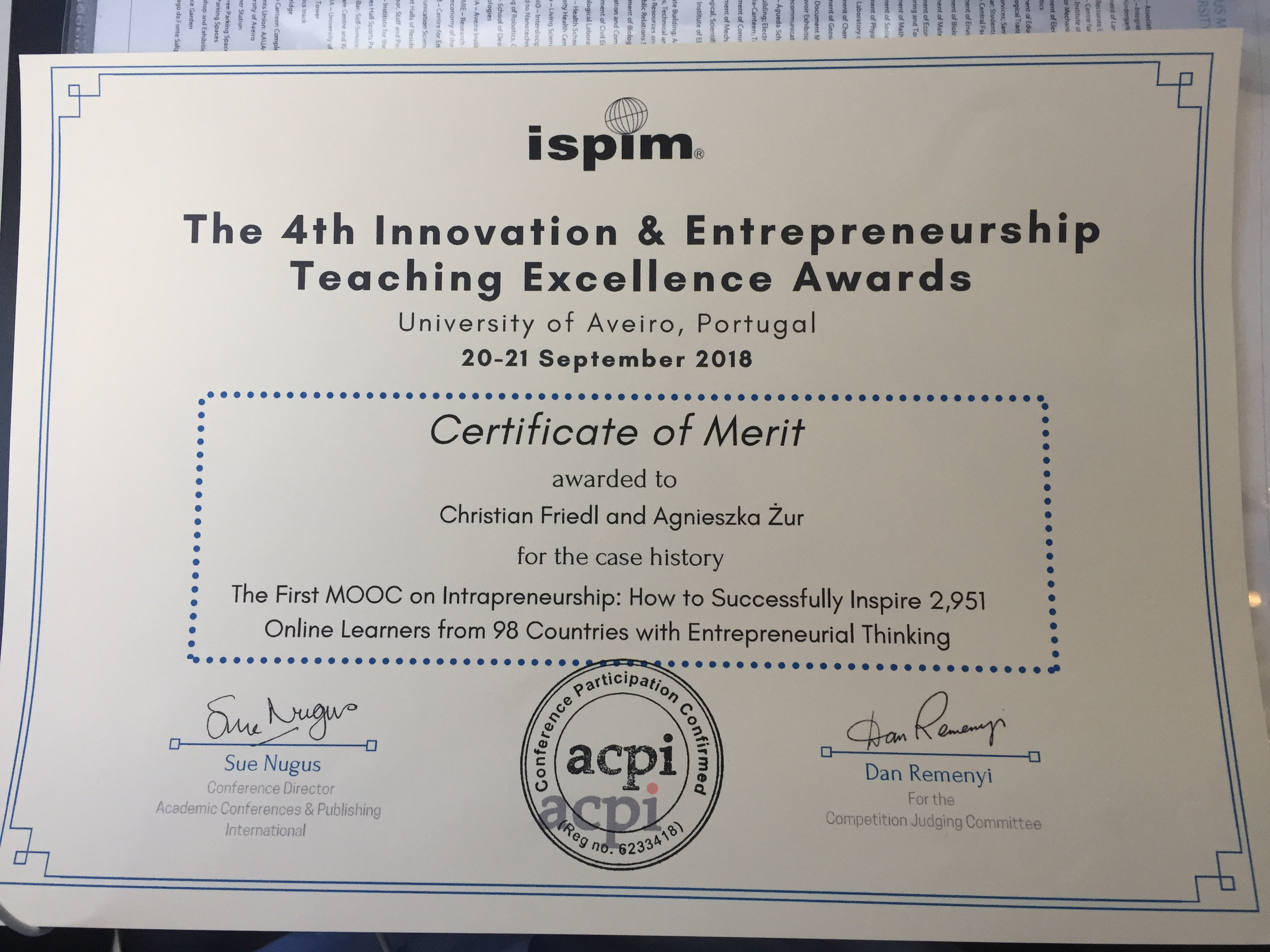 BizMOOC in the Final Top3 of an international award