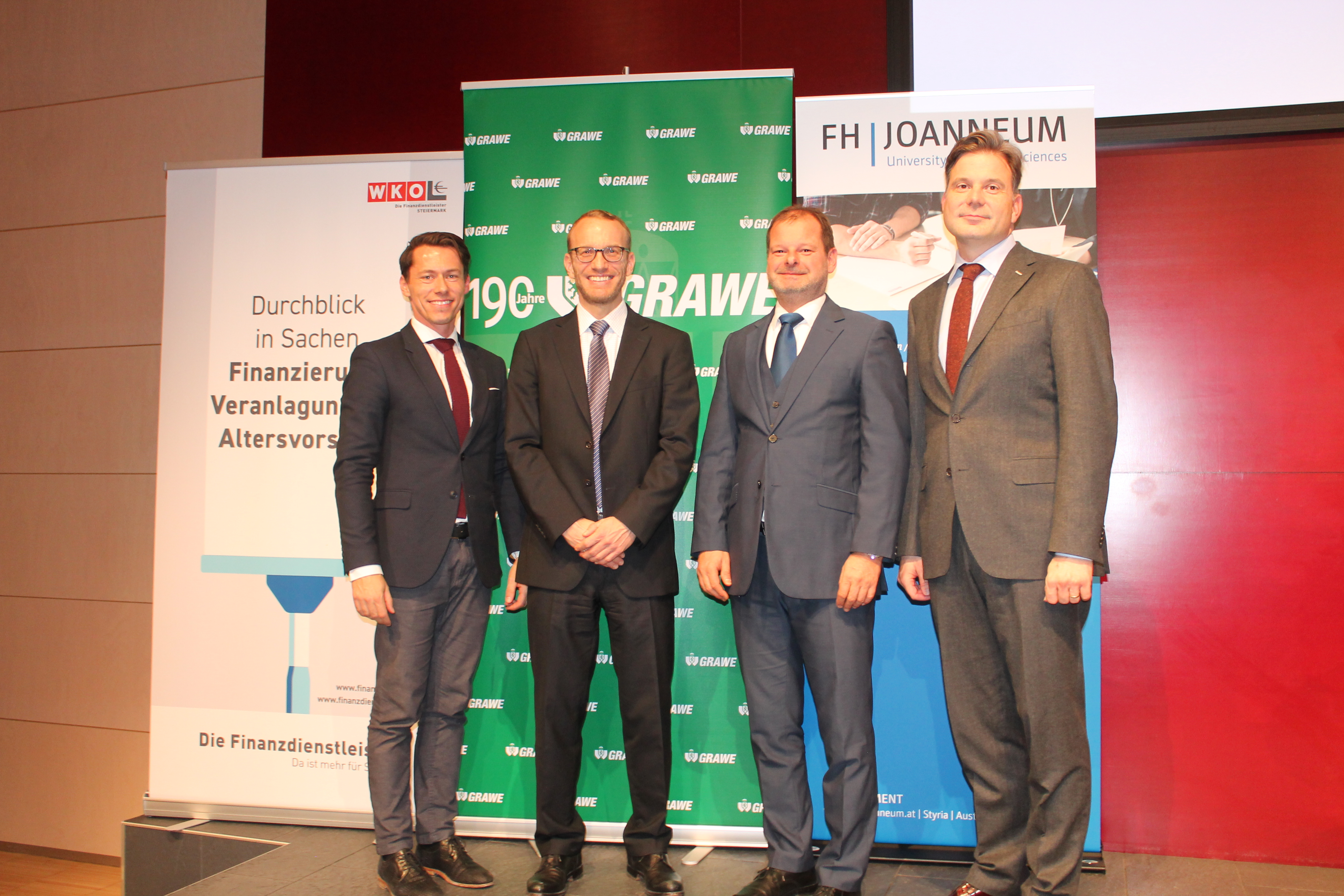 Porträtbild von Michael Murg, Moritz Beker, Hannes Dolzer und Wolfgang Thelesklav.