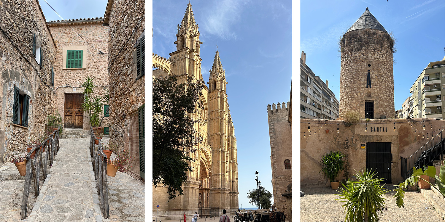 Das Foto zeigt unterschiedliche Gebäude auf der Insel Palma de Mallorca.