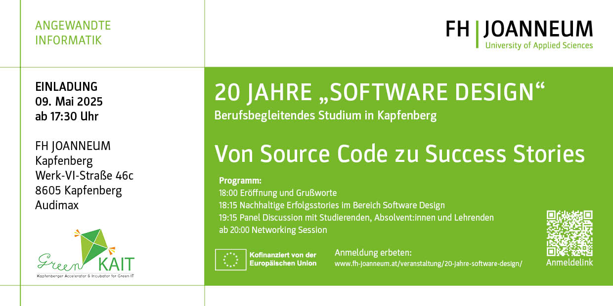 Einladung 20 Jahre Software Design FH JOANNEUM